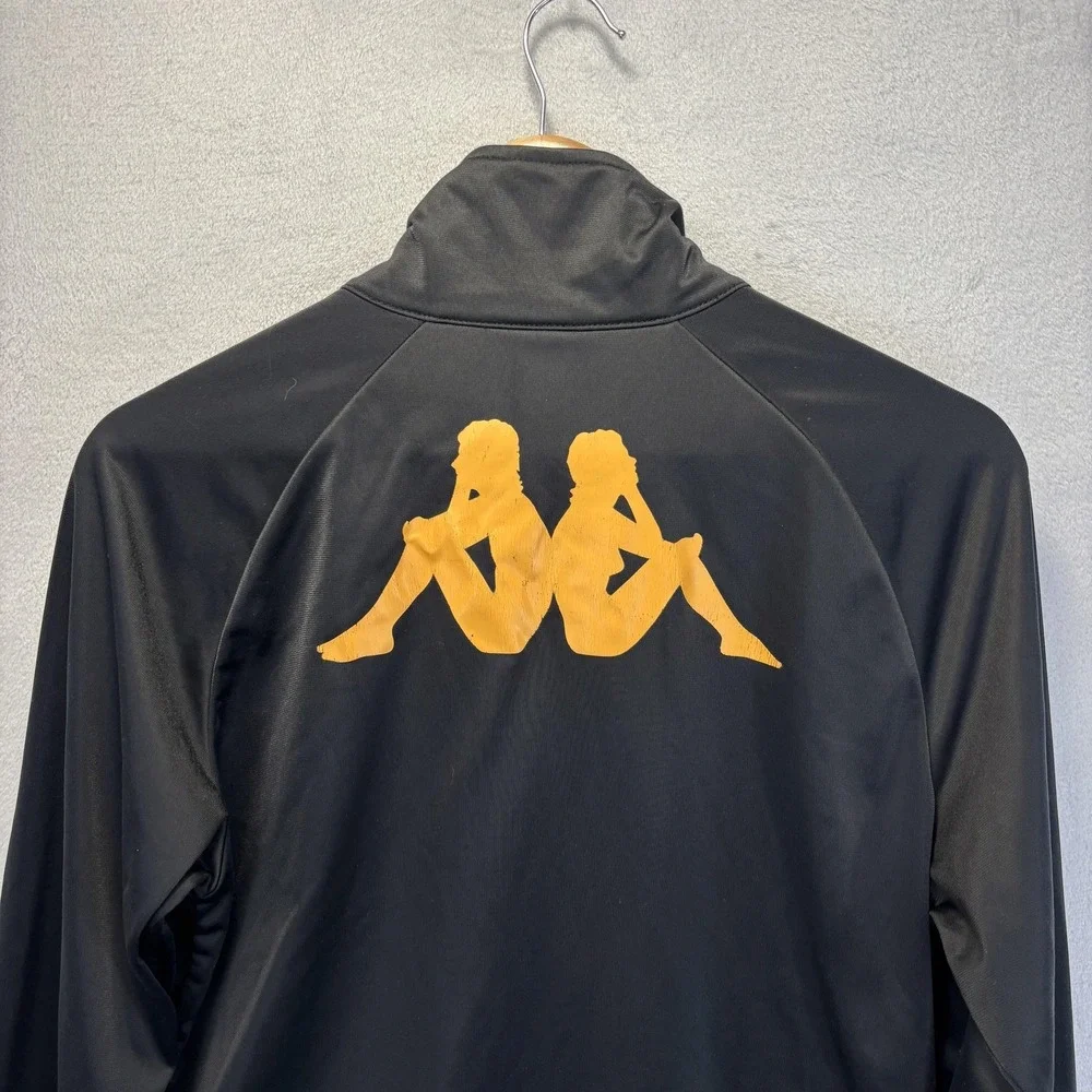 KAPPA‎ Track Jacket Mens Medium Black Full Zip Stretch Logo Gym Athletic Sporty